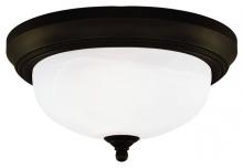 Westinghouse 6429100 - 13 in. 2 Light Flush Oil Rubbed Bronze Finish Frosted White Alabaster Glass