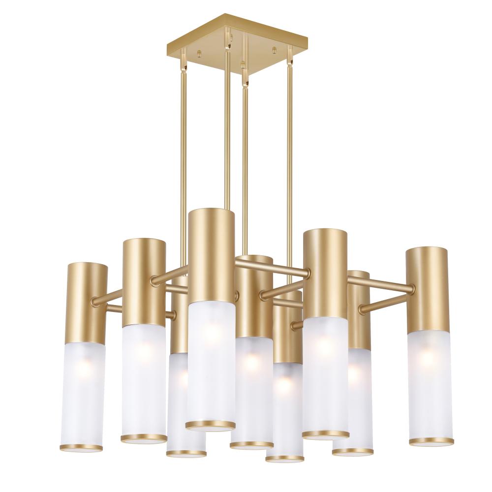 Pipes 16 Light Chandelier With Sun Gold Finish