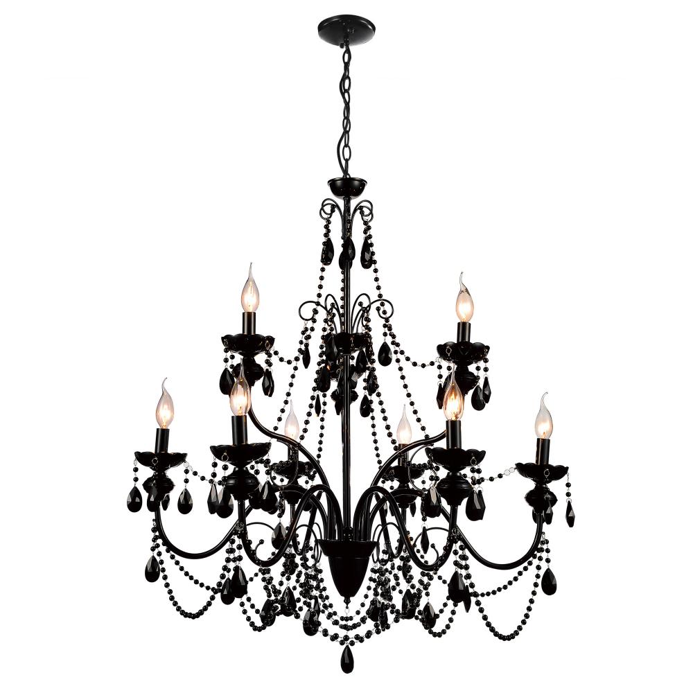 Keen 9 Light Up Chandelier With Black Finish