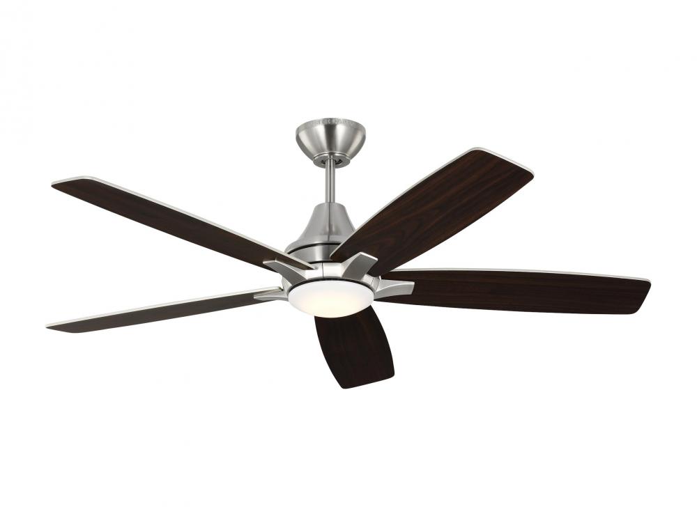 Lowden 52" Dimmable Indoor/Outdoor Integrated LED Brushed Steel Ceiling Fan with Light Kit, Remo