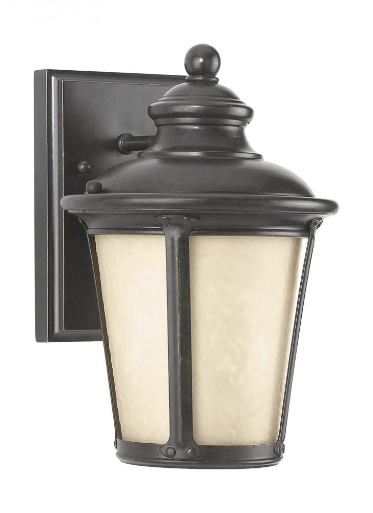Cape May traditional 1-light outdoor exterior small Dark Sky compliant wall lantern sconce in burled