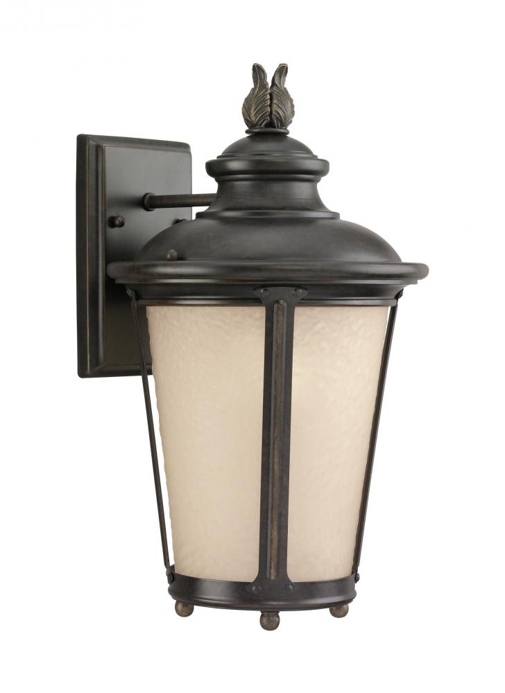 Cape May traditional 1-light outdoor exterior medium wall lantern sconce in burled iron grey finish