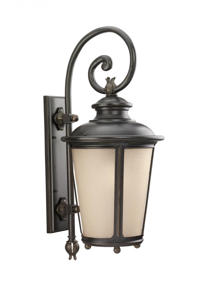 Cape May traditional 1-light outdoor exterior extra large wall lantern sconce in burled iron grey fi