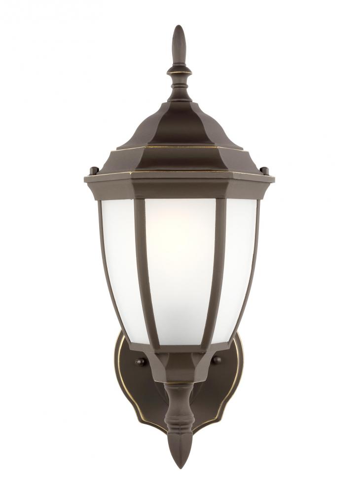 Bakersville traditional 1-light outdoor exterior round wall lantern sconce in antique bronze finish