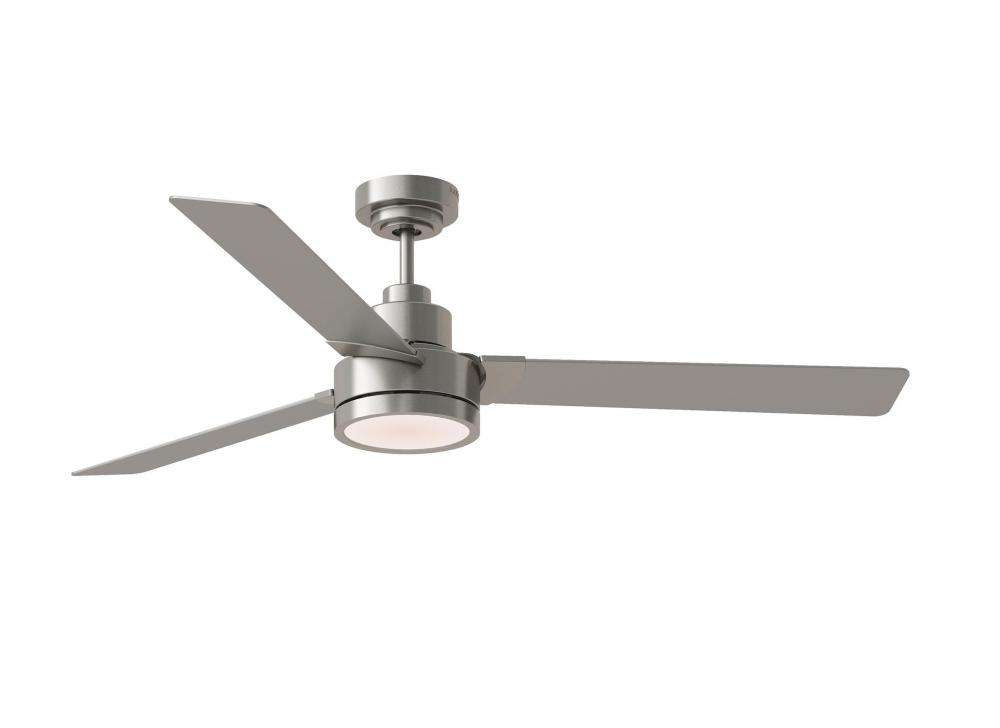 Jovie 58" Dimmable Indoor/Outdoor Integrated LED Brushed Steel Ceiling Fan with Light Kit, Handh