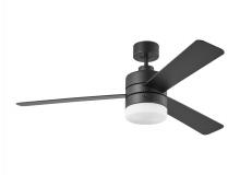 Generation Lighting 3ERAR52MBKD - Era 52" Dimmable LED Indoor/Outdoor Midnight Black Ceiling Fan with Light Kit, Remote Control an