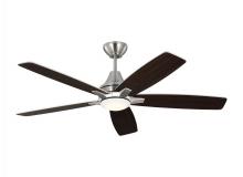 Generation Lighting 5LWDR52BSD - Lowden 52" Dimmable Indoor/Outdoor Integrated LED Brushed Steel Ceiling Fan with Light Kit, Remo