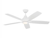 Generation Lighting 5LWDR52RZWD - Lowden 52" Dimmable Indoor/Outdoor Integrated LED White Ceiling Fan with Light Kit, Remote Contr
