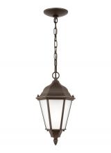 Generation Lighting 60941-71 - Bakersville traditional 1-light outdoor exterior pendant in antique bronze finish with satin etched