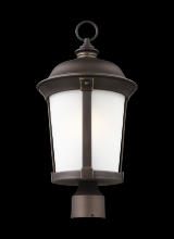 Generation Lighting 8250701-71 - Calder traditional 1-light outdoor exterior post lantern in antique bronze finish with satin etched