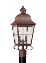 Generation Lighting 8262-44 - Chatham traditional 2-light outdoor exterior post lantern in weathered copper finish with clear seed