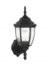 Generation Lighting 88940-12 - Bakersville traditional 1-light outdoor exterior wall lantern in black finish with clear curved beve