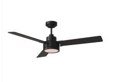Generation Lighting 3JVR52MBKD - Jovie 52" Dimmable Indoor/Outdoor Integrated LED Midnight Black Ceiling Fan with Light Kit Wall