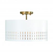 Capital 250231AW - 15.5"W x 9.5"H 3-Light Dual Mount Pendant or Semi-Flush in Aged Brass and White Metal Shade