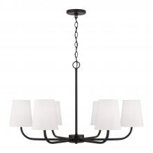 Capital 449462MB-706 - 6-Light Chandelier in Matte Black with White Fabric Stay-Straight Shades