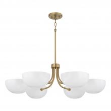 Capital 451461AW - 6-Light Chandelier in Aged Brass and White