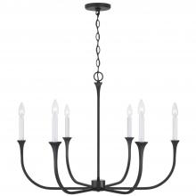 Capital 452361BI - 6-Light Chandelier in Black Iron with Interchangeable White or Black Iron Candle Sleeves