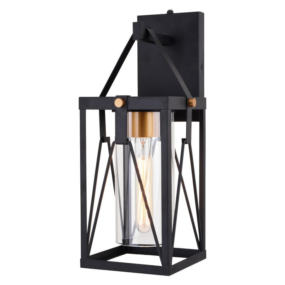 Evanston 7-in. Outdoor Wall Light Matte Black and Light Gold