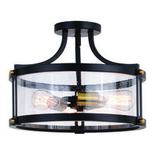  C0255 - Holbrook 15.75-in. 3 Light Semi-Flush Matte Black and Satin Brass