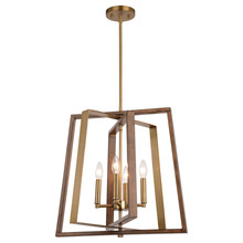 Vaxcel International P0347 - Dunning 20-in. 4 Light Pendant Natural Brass and Burnished Chestnut