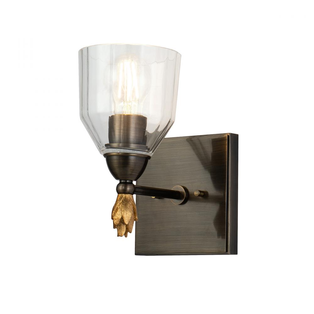 Felice 1 Light Wall Sconce In Dark Bronze With Gold Accents