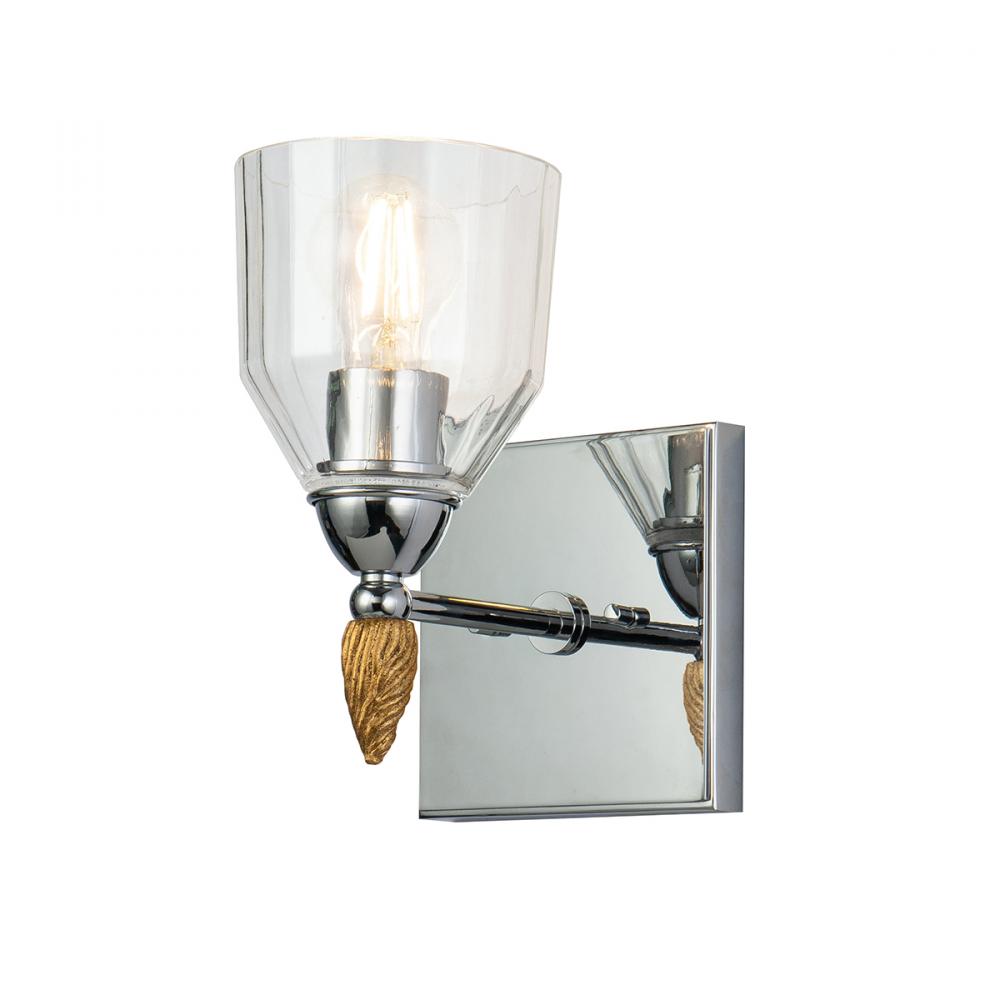 Felice 1 Light Wall Sconce In Chrome With Gold Accents