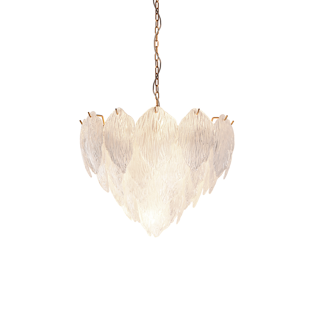 Acanthus Textured Glass Updated Modern Distressed Gold Small Chandelier