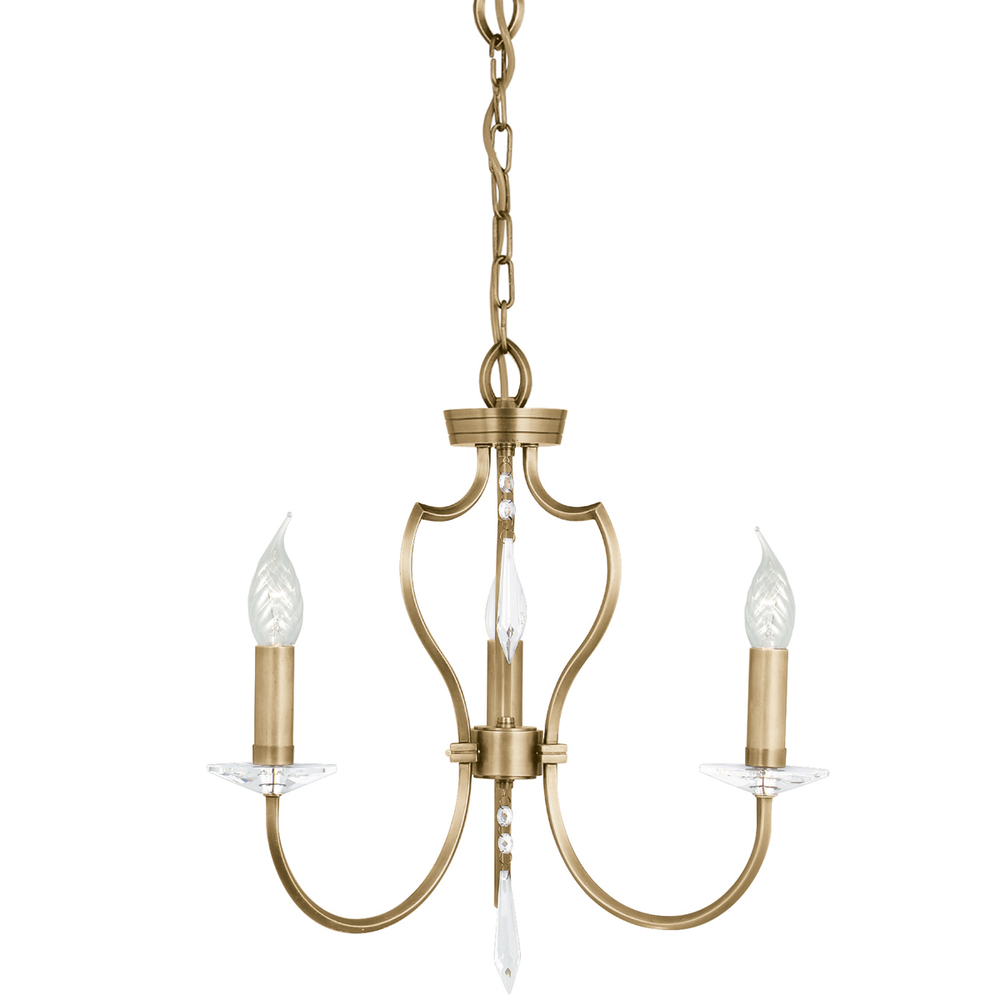 Traditional with Crystal Pimlico 3lt Chandelier Aged Brass