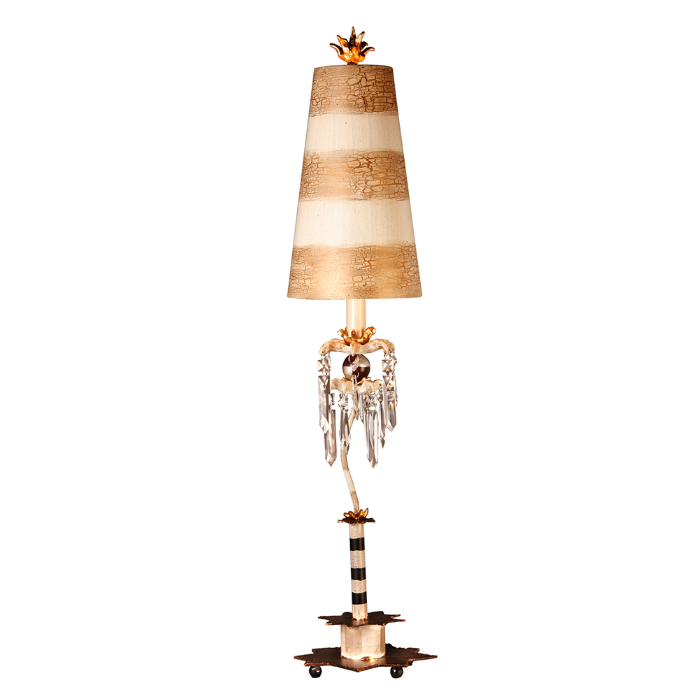 Birdland Whimsical Striped Shaded Buffet Table Lamp By Lucas McKearn