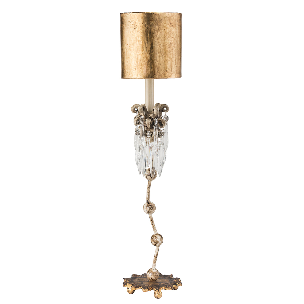Venetian Crystal and Distressed Finished Accent Table Lamp