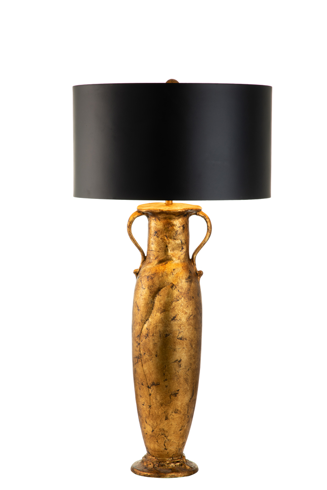 Villere Table Lamp in Gold Leaf with Black Shade