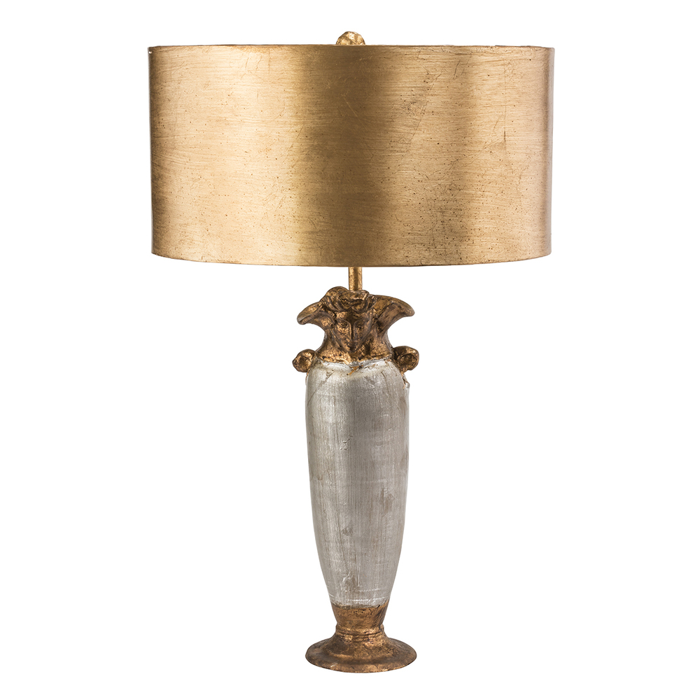 Bienville Table Lamp in Gold and Silver with Gold Drum Shade
