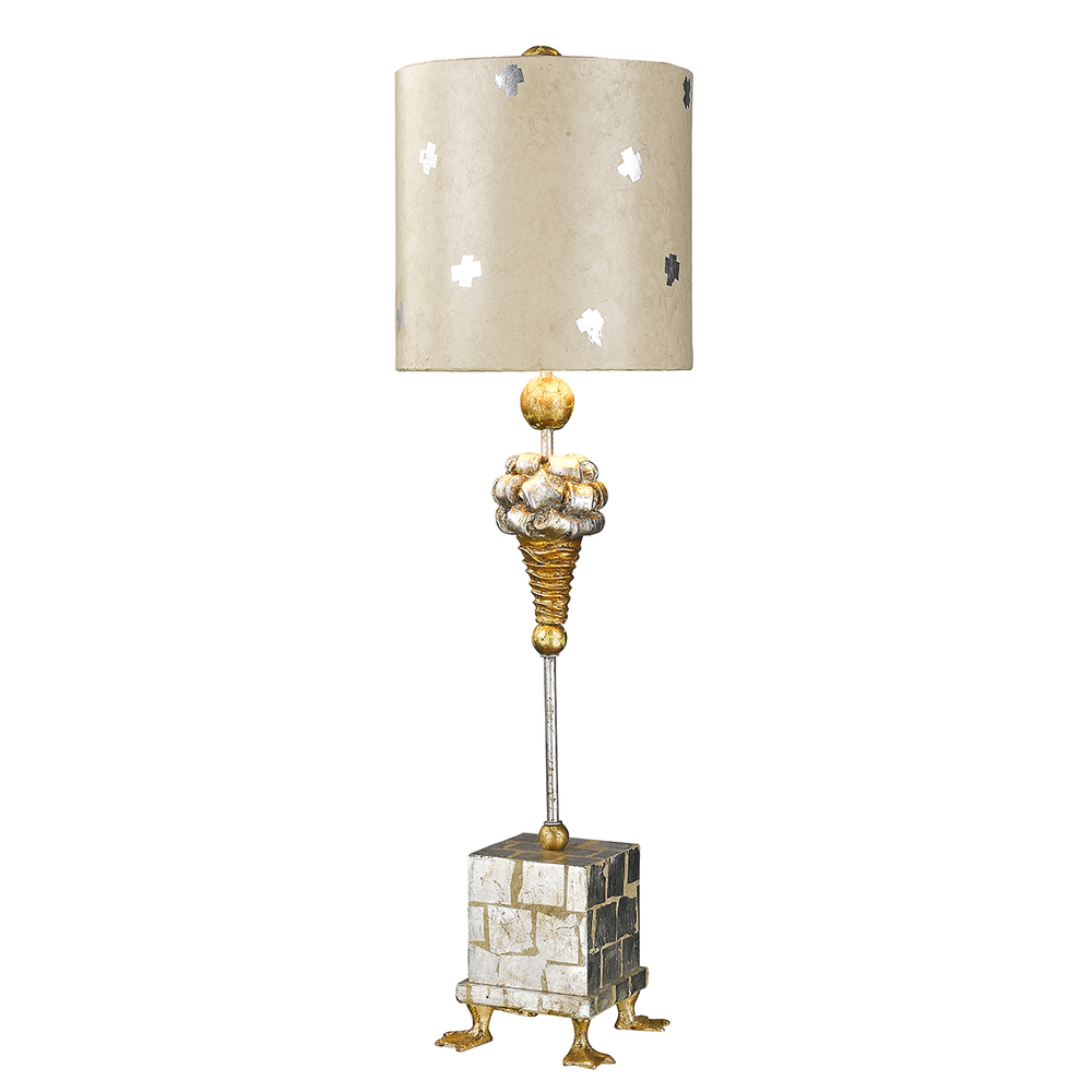 Pompadour X Table Accent Lamp in Gold and Silver Finish
