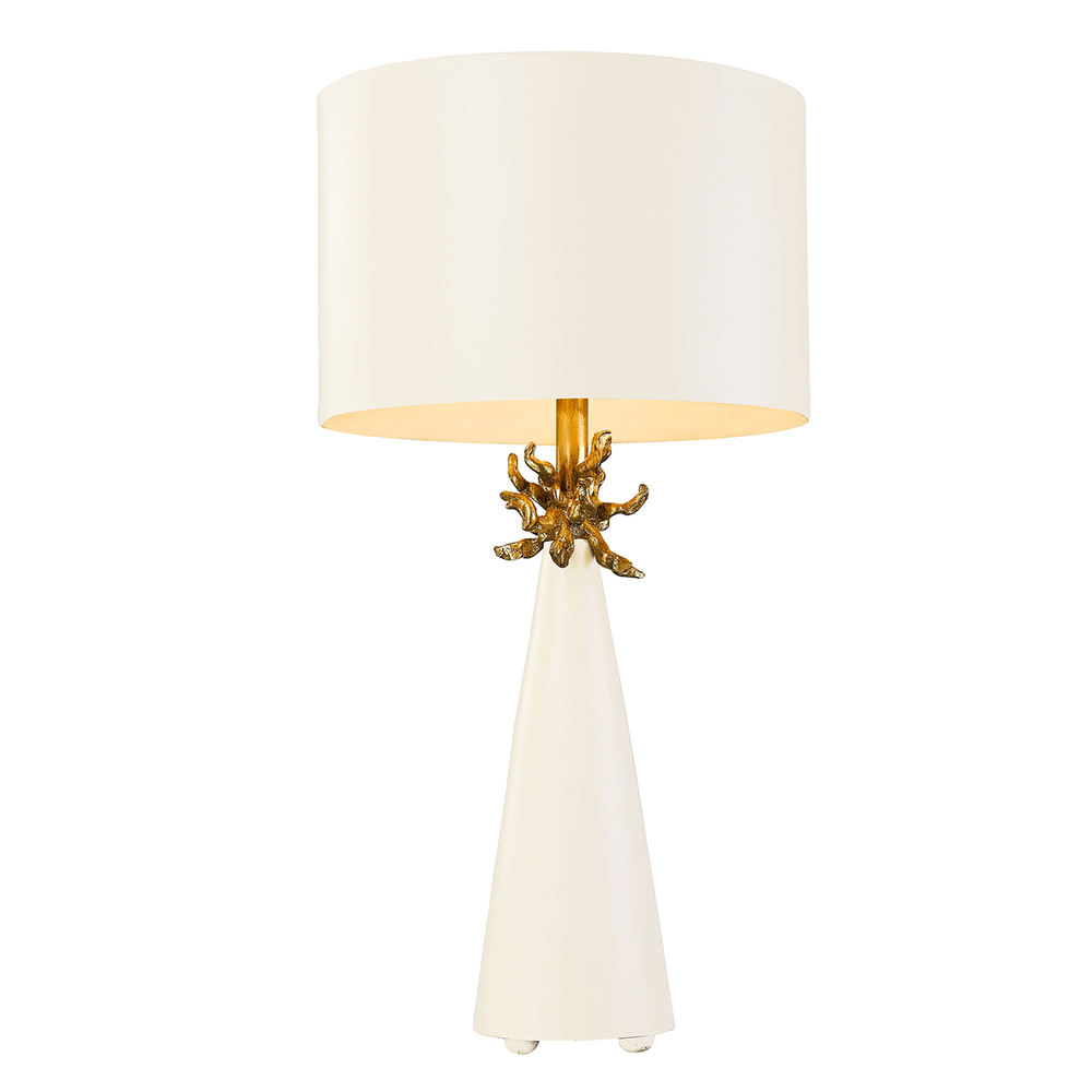 Neo White Buffet Table Lamp with Distressed Gold accents By Lucas McKearn