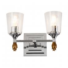 Lucas McKearn BB1022PC-2-F1G - Vetiver 2 Light Vanity Light In Silver With Gold Accents