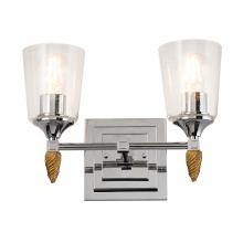 Lucas McKearn BB1022PC-2-F1S - Vetiver 2 Light Vanity Light In Silver With Gold Accents