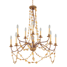 Lucas McKearn CH1158-10 - Mosaic 10 Light Antique Inspired Glam Two-Tier Gold Chandelier