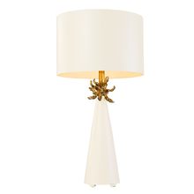Lucas McKearn TA1260 - Neo White Buffet Table Lamp with Distressed Gold accents By Lucas McKearn