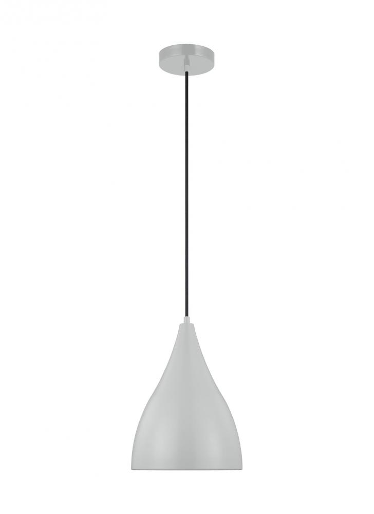 Oden modern mid-century 1-light LED indoor dimmable small pendant in matte grey finish with matte gr