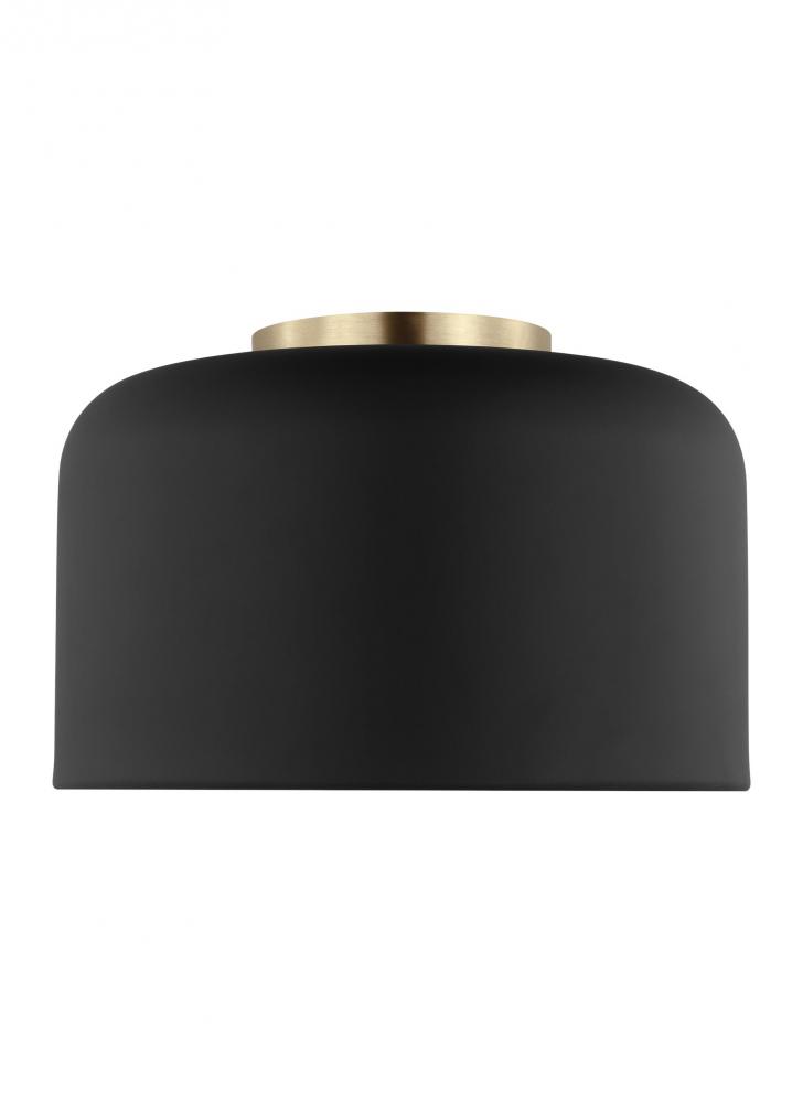 Malone transitional 1-light LED indoor dimmable small ceiling flush mount in midnight black finish w