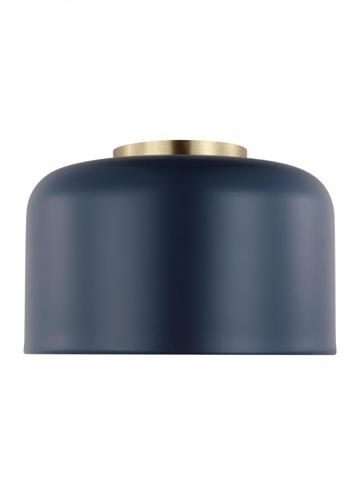 Malone transitional 1-light LED indoor dimmable small ceiling flush mount in navy finish with navy s