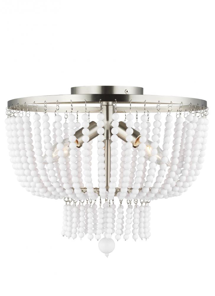 Jackie traditional 3-light LED indoor dimmable ceiling semi-flush mount in brushed nickel silver fin