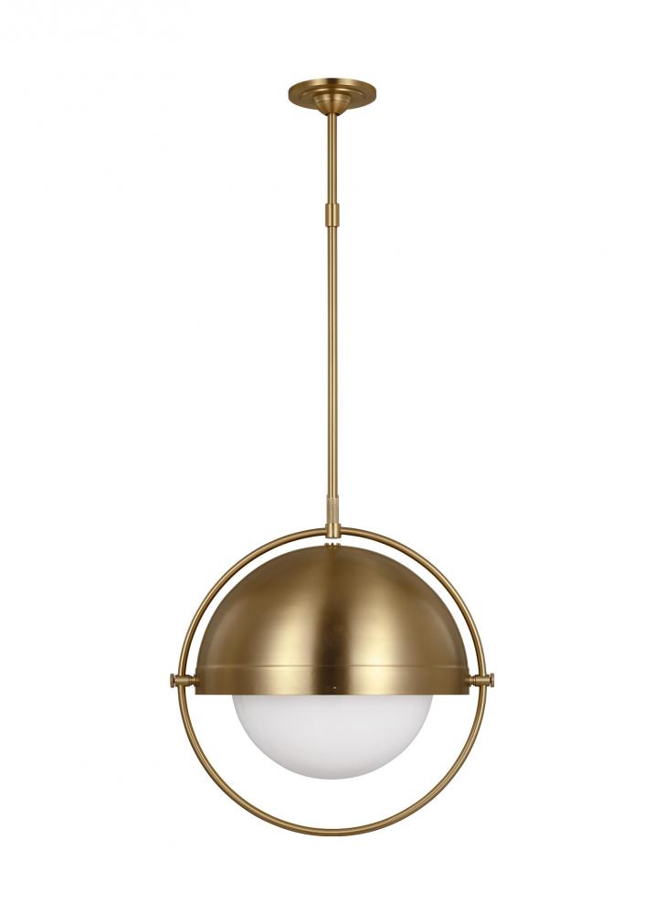 Bacall transitional 1-light indoor dimmable extra large ceiling hanging pendant in burnished brass g
