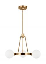 Visual Comfort & Co. Studio Collection 3161603-848 - Clybourn modern 3-light indoor dimmable chandelier in satin brass gold finish with white milk glass