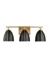 Visual Comfort & Co. Studio Collection 4451703-848 - Norman modern 3-light indoor dimmable bath vanity wall sconce in satin brass gold finish with midnig