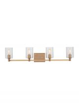 Visual Comfort & Co. Studio Collection 4464204EN-848 - Fullton modern 4-light LED indoor dimmable bath vanity wall sconce in satin brass gold finish