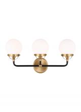 Visual Comfort & Co. Studio Collection 4487903-848 - Cafe mid-century modern 3-light indoor dimmable bath vanity wall sconce in satin brass gold finish w