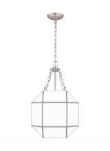 Visual Comfort & Co. Studio Collection 5179453-962 - Morrison modern 3-light indoor dimmable small ceiling pendant hanging chandelier light in brushed ni