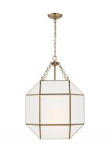 Visual Comfort & Co. Studio Collection 5279453EN-848 - Morrison modern 3-light LED indoor dimmable medium ceiling pendant hanging chandelier light in satin