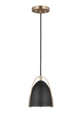 Visual Comfort & Co. Studio Collection 6151701EN3-848 - Norman modern 1-light LED indoor dimmable mini ceiling hanging single pendant light in satin brass g
